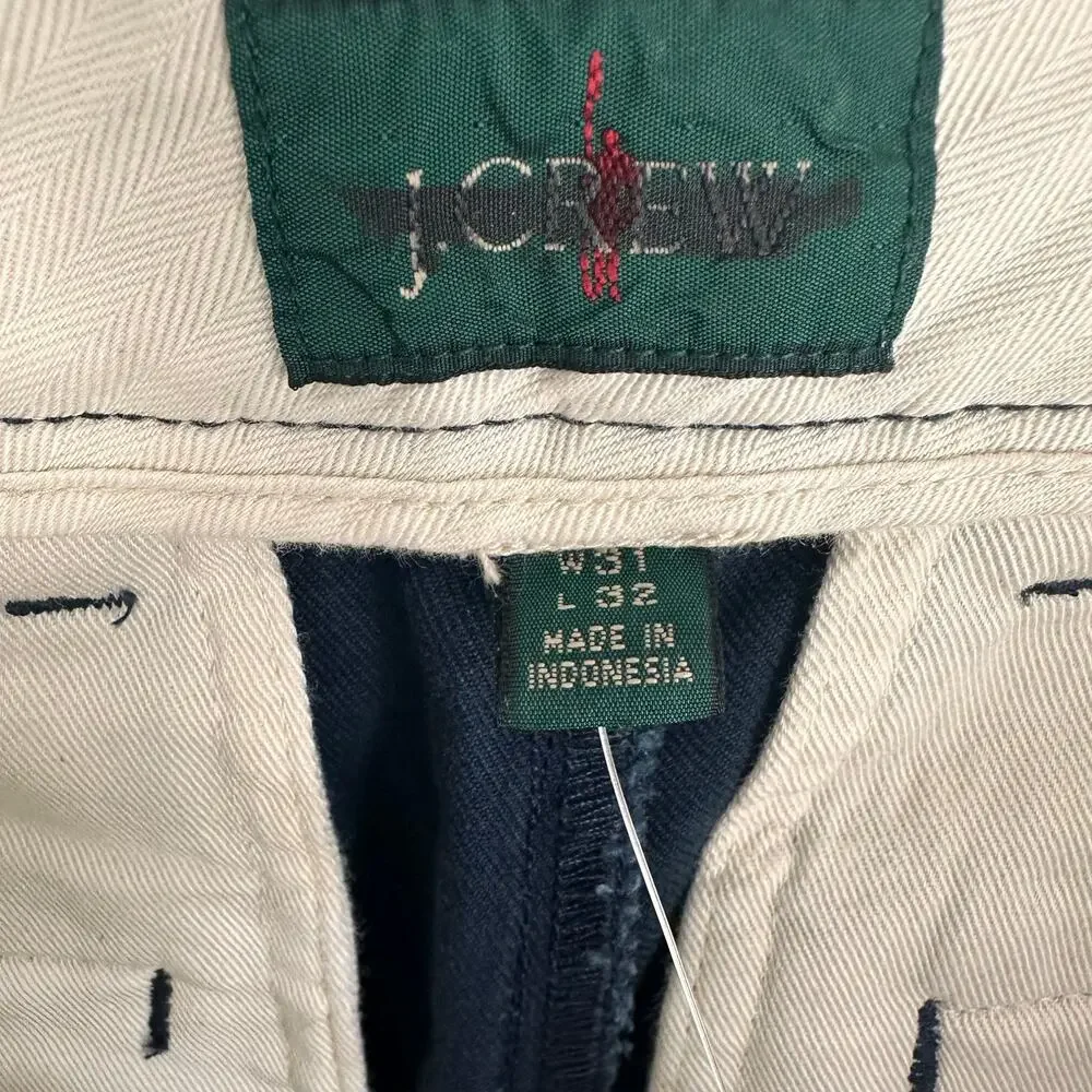 J.CREW Classic Chino Pants Storm Navy Sz 31W 32L NWT Preppy Classic Coastal